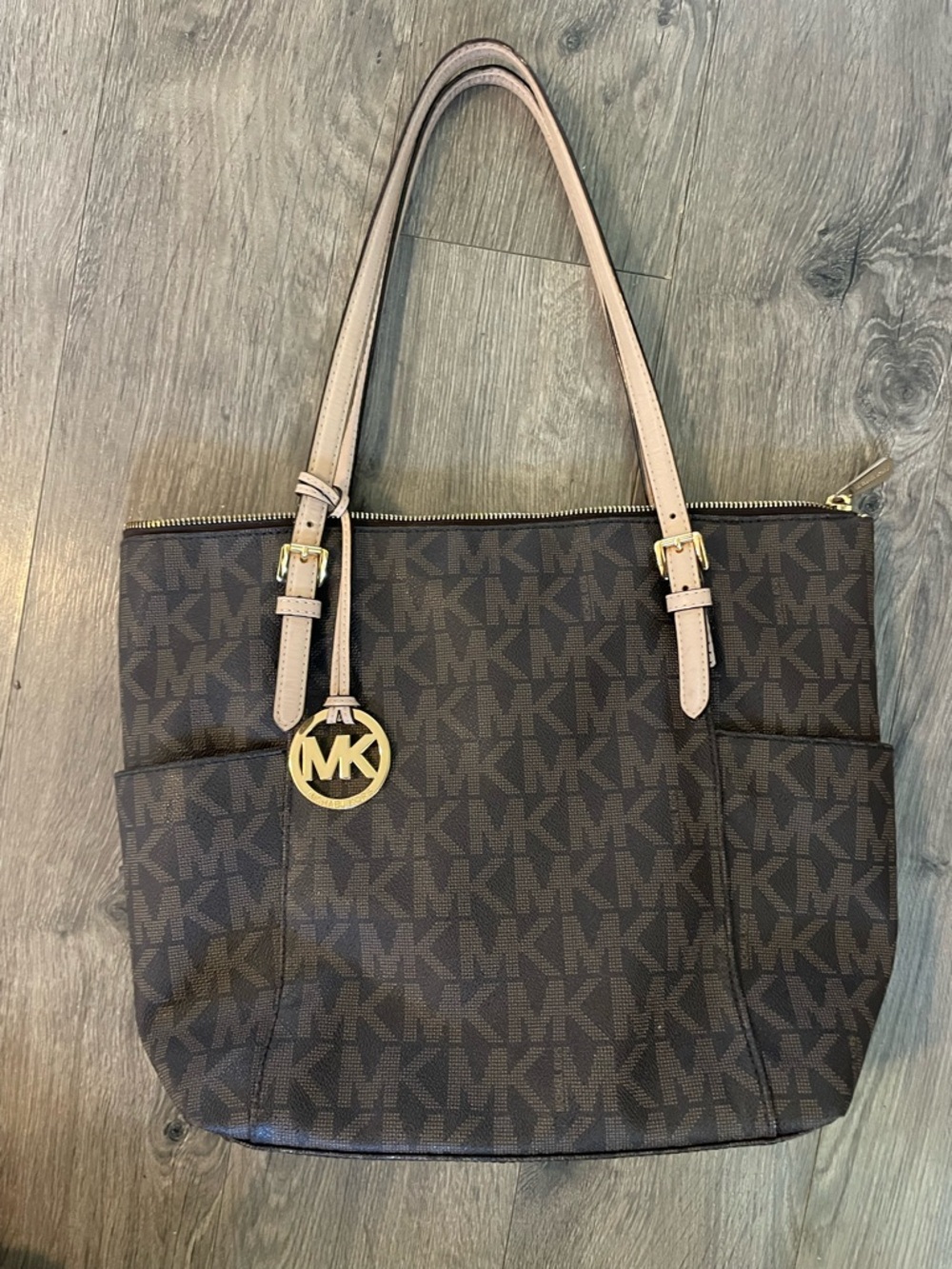 Michael Kors Brown Logo Tote with leather Straps